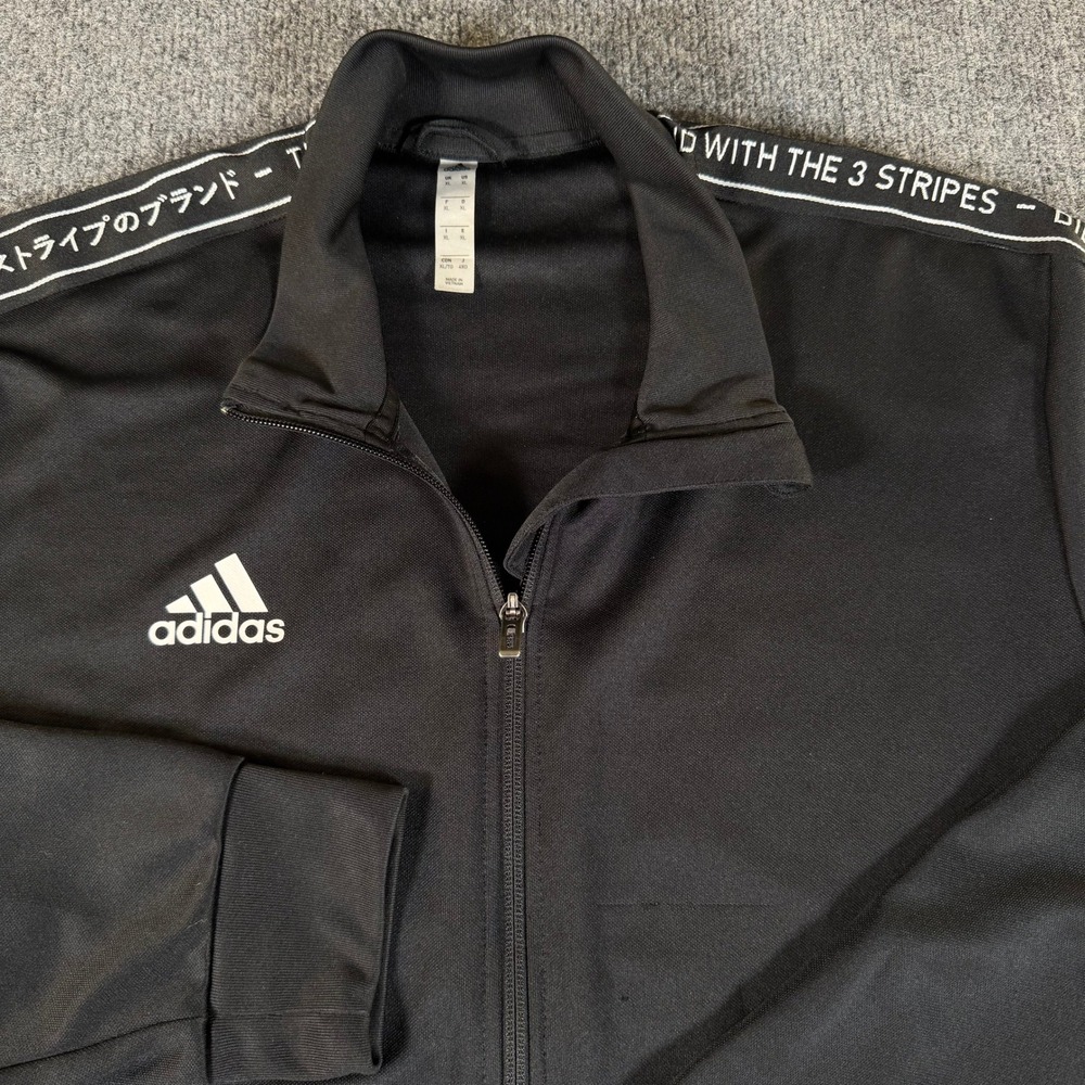 Adidas Mens Climalite Track Jacket Black 3 Stripe Tape Logo FK9022 XL #3520